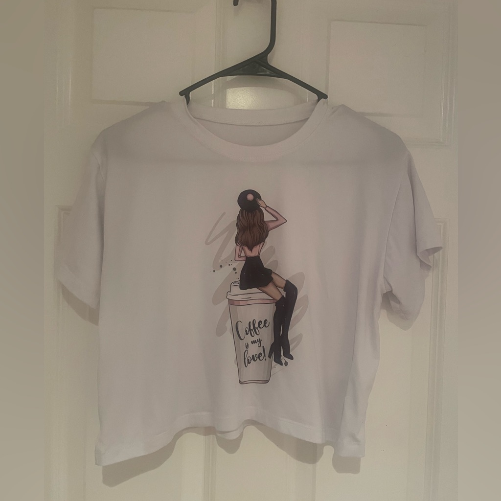 White Print Crop Top No Tag No Brand One Size